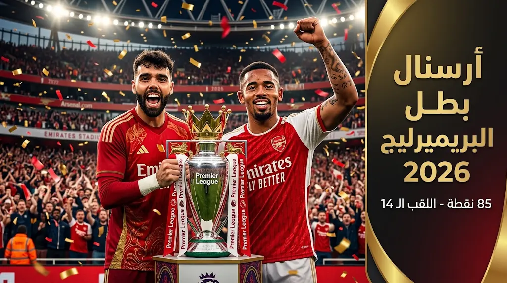 أرسنال بطلاً للدوري الإنجليزي 2026 ويستعيد منصات الذهب التاريخية بعد غياب 22 عاماً