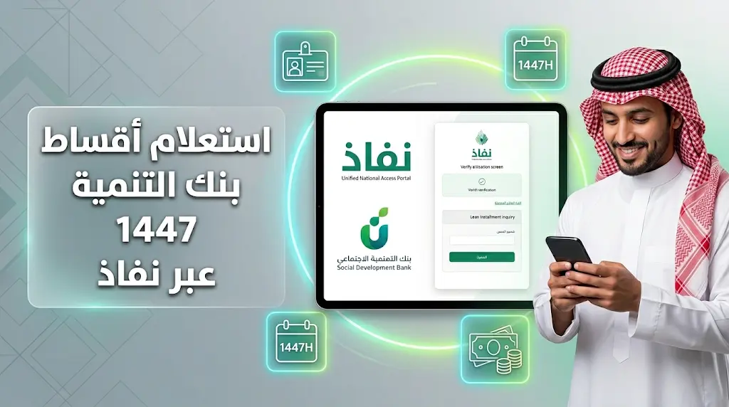 استعلام عن باقي الأقساط بنك التنمية الاجتماعية برقم الهوية 1447 عبر نفاذ الوطني