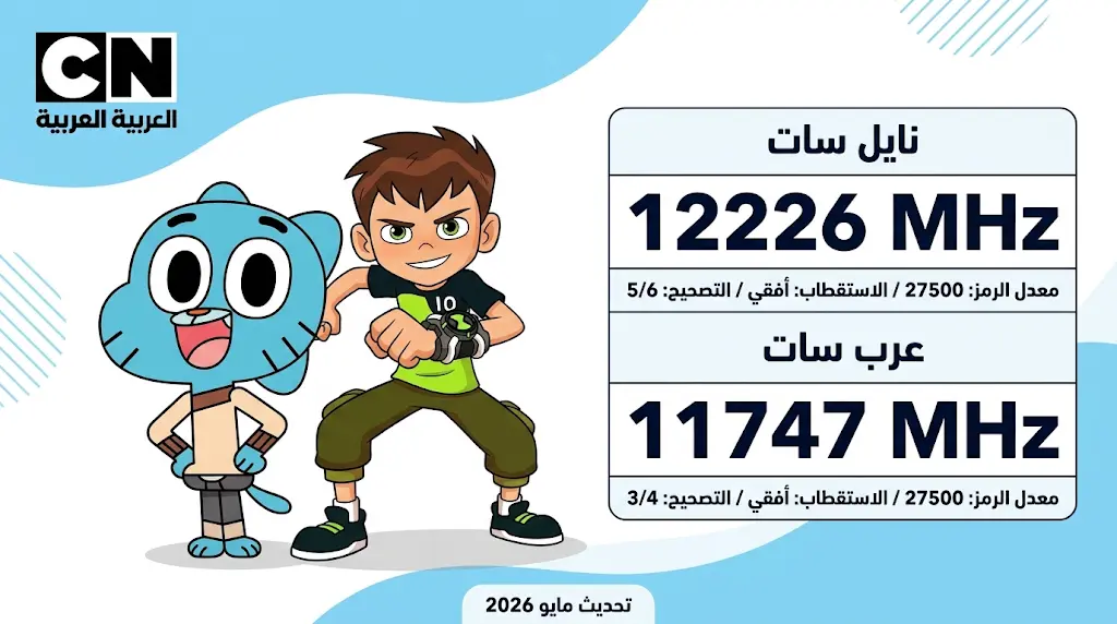 تردد قناة كرتون نتورك بالعربية 2026 الجديد على نايل سات وعرب سات بجودة HD