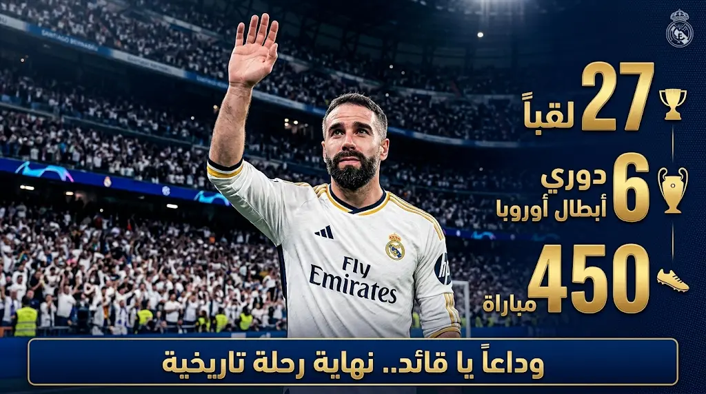 داني كارفاخال يغادر ريال مدريد كأكثر مدافع تتويجاً في تاريخ النادي برصيد 27 لقباً رسمياً