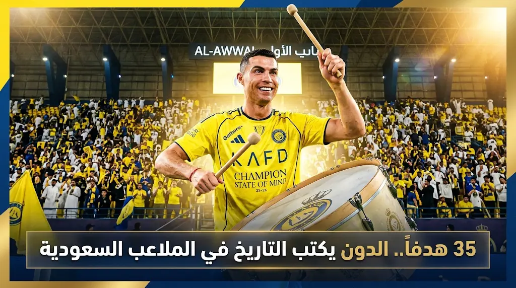 كريستيانو رونالدو يحطم الرقم القياسي التاريخي لهدافي الدوري السعودي بـ 35 هدفاً في ليلة قرع الطبل بملعب الأول بارك